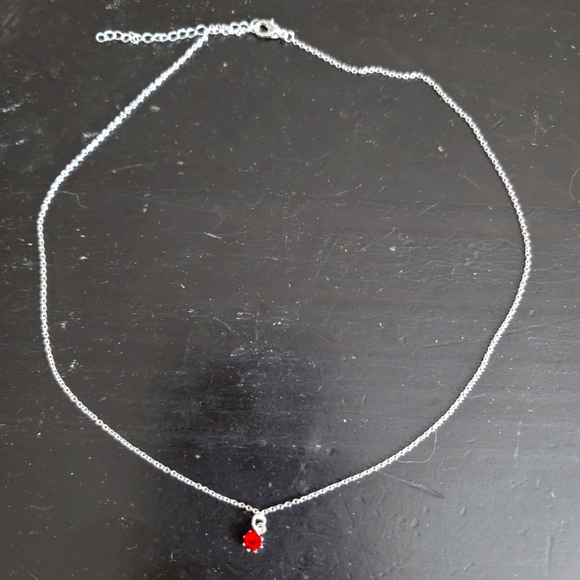 Love This Life fine silver plated necklace with red stone - Picture 1 of 3